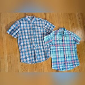 SFERRA Blue & Pink Plaid Short-Sleeve Button-Down Shirt